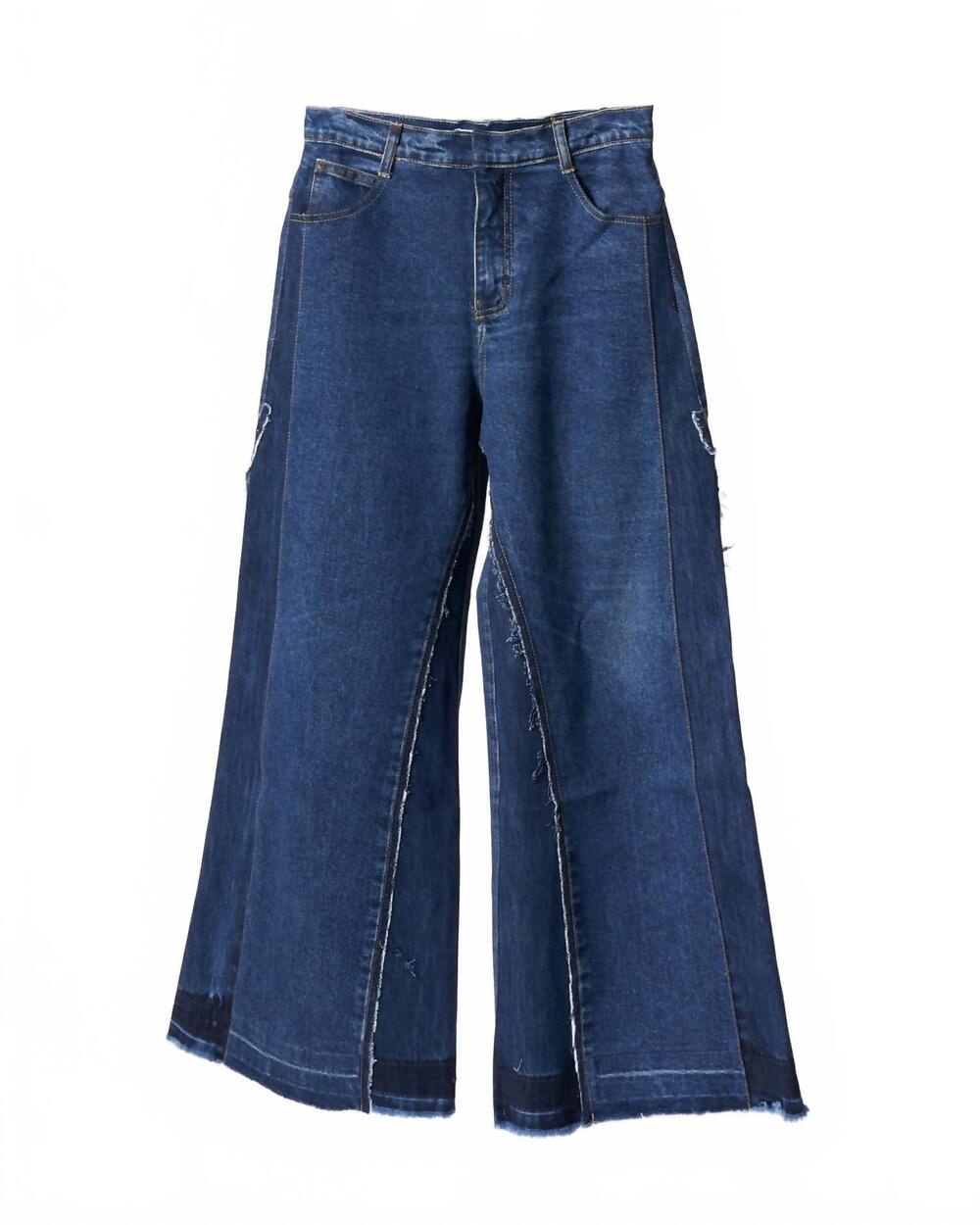 NEW KSENIASCHNAIDER women's reworked wide jeans in dark wash denim